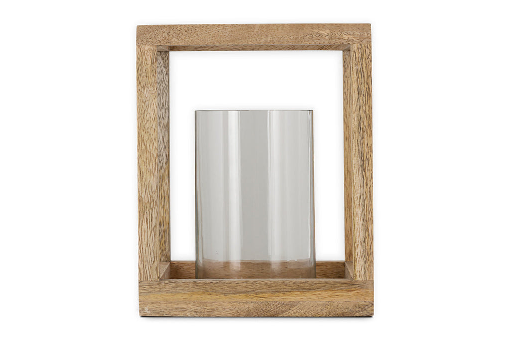 Lanterne en bois de manguier Sanora - Naturel