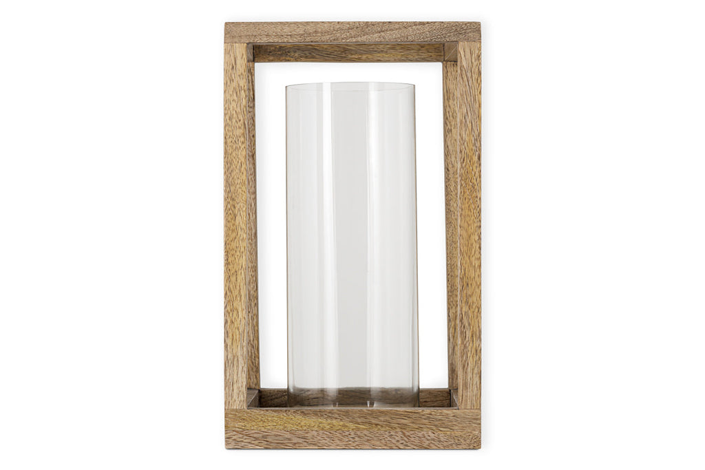 Lanterne en bois de manguier Sanora - Naturel