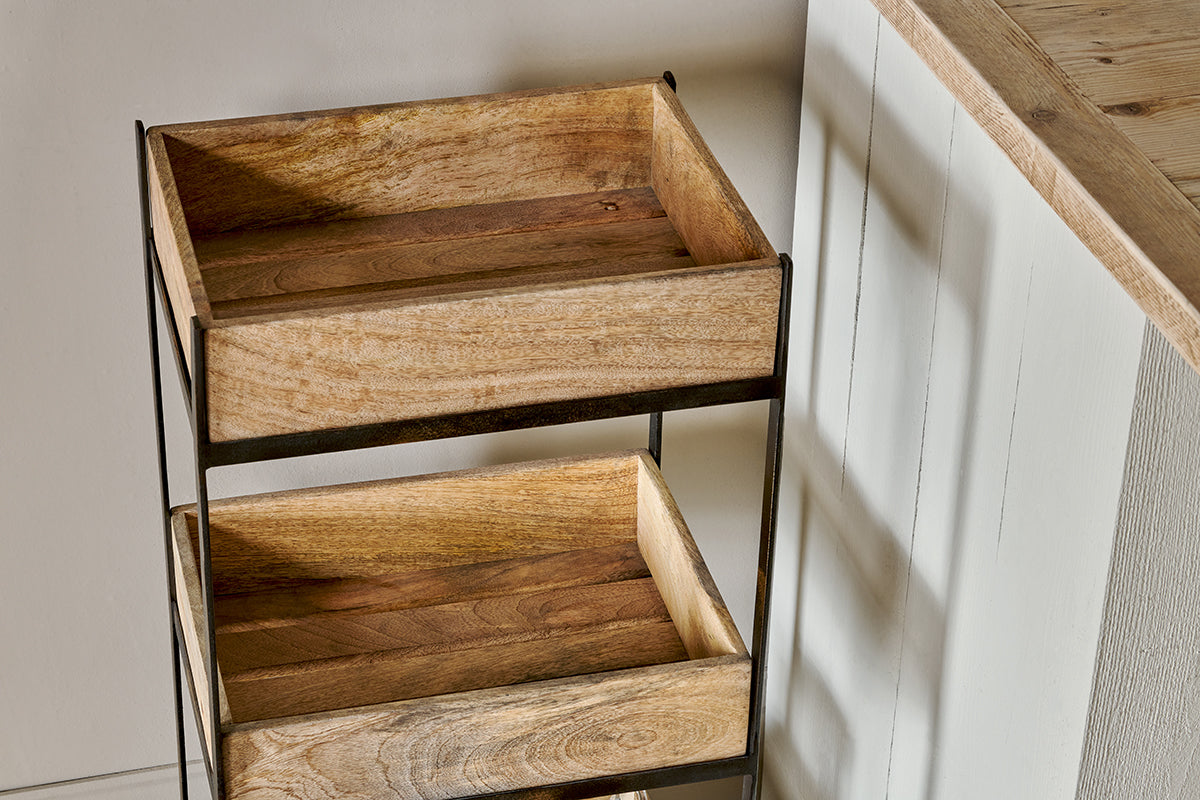 Chariot de rangement en bois de manguier Soma