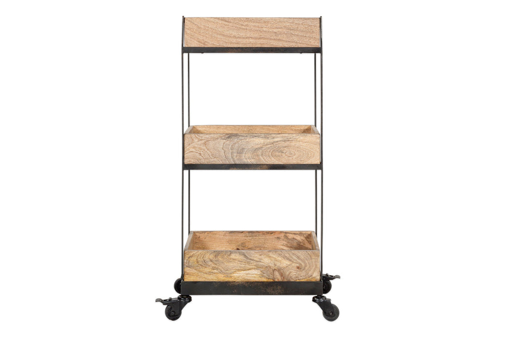 Chariot de rangement en bois de manguier Soma