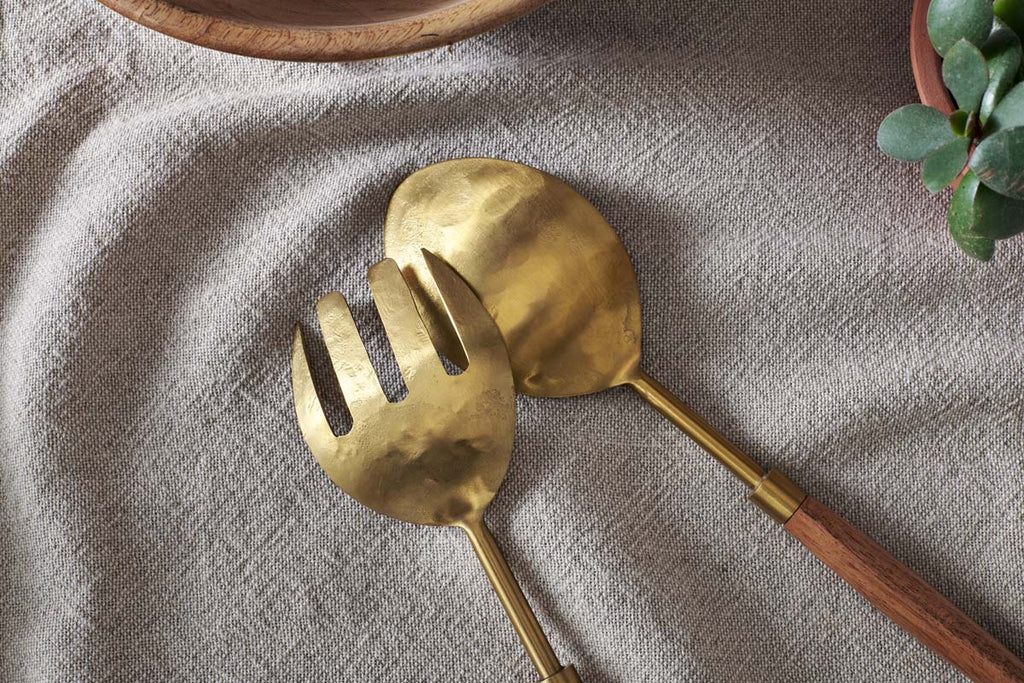 Service à salade Soni - Or et acacia (lot de 2)