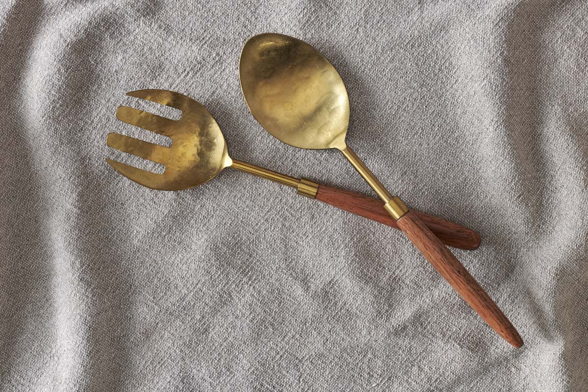 Service à salade Soni - Or et acacia (lot de 2)