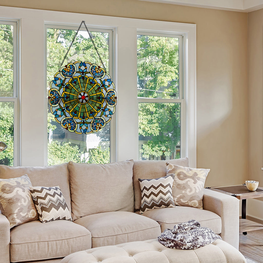 Panneau de vitrail victorien de 22 pouces de haut par River of Goods