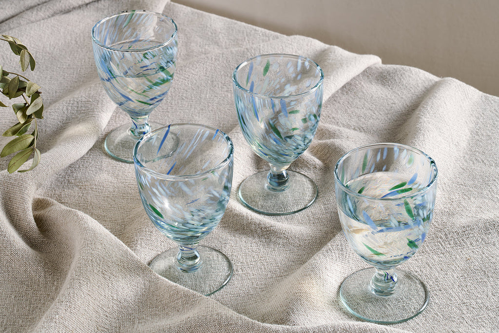 Verres à vin Taja - Bleu mer (Lot de 4)