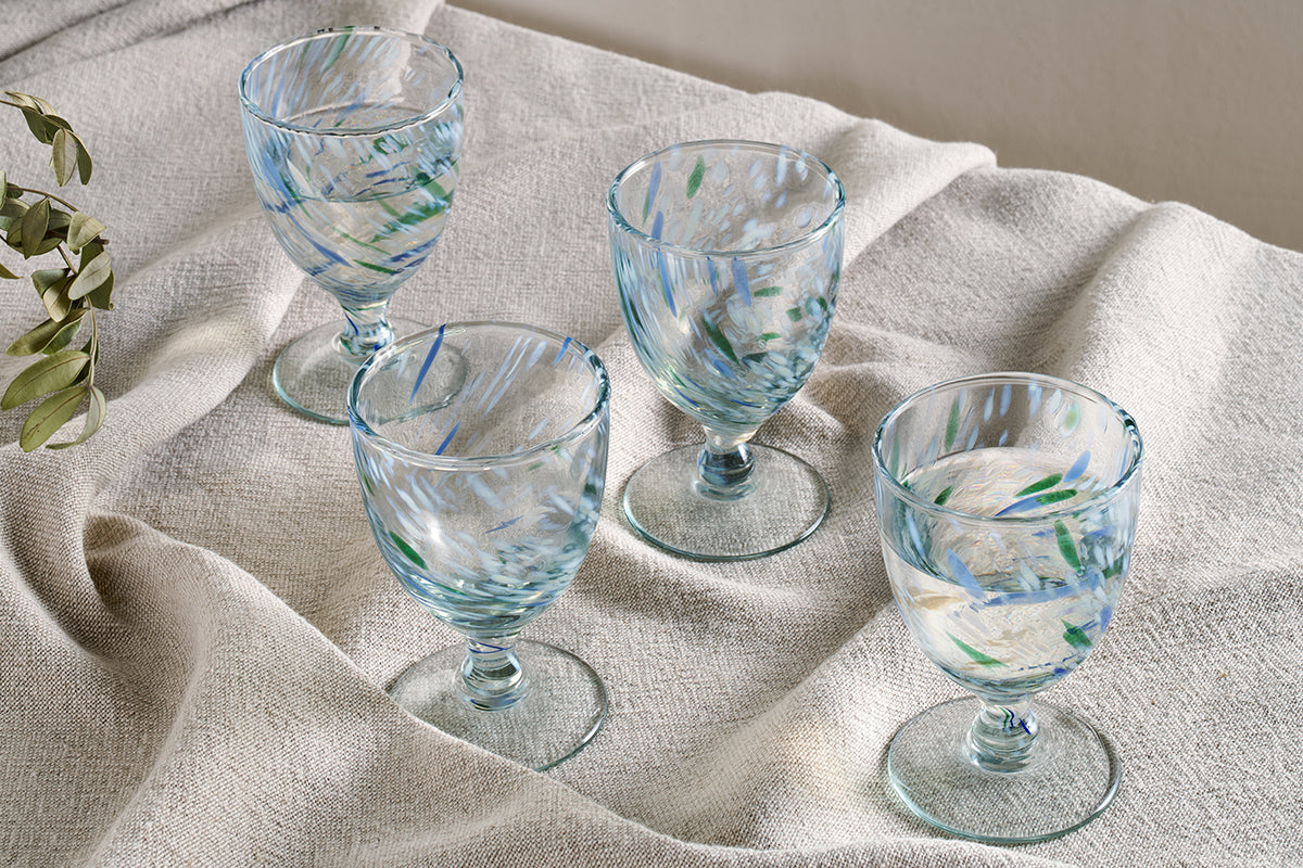 Verres à vin Taja - Bleu mer (Lot de 4)
