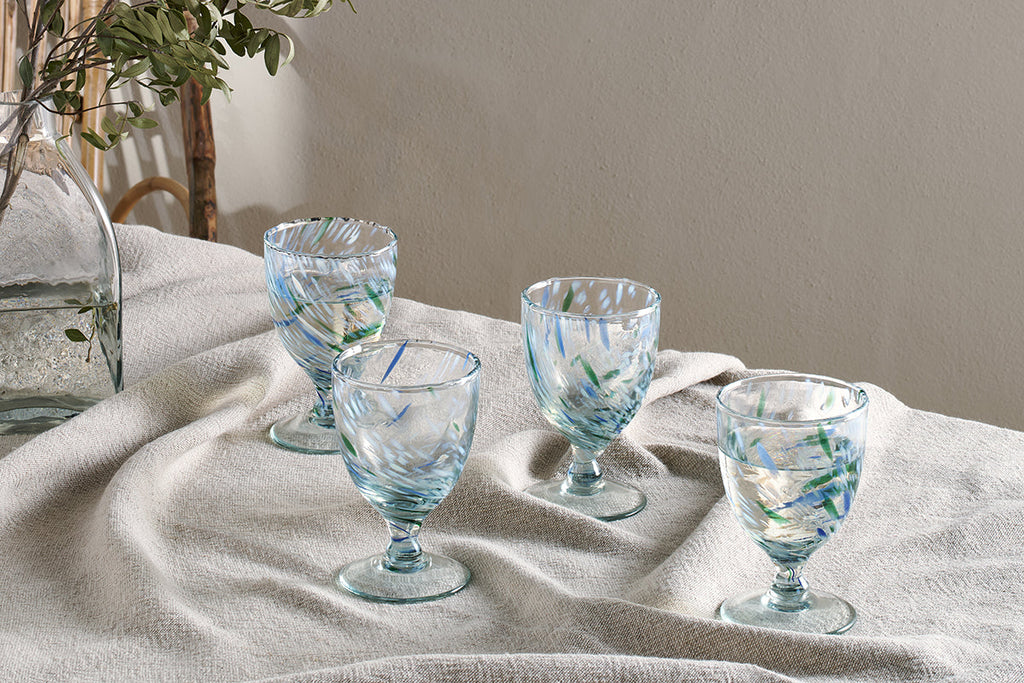 Verres à vin Taja - Bleu mer (Lot de 4)