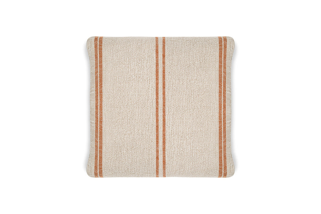 Housse de coussin à rayures en lin Tajana - Rouille