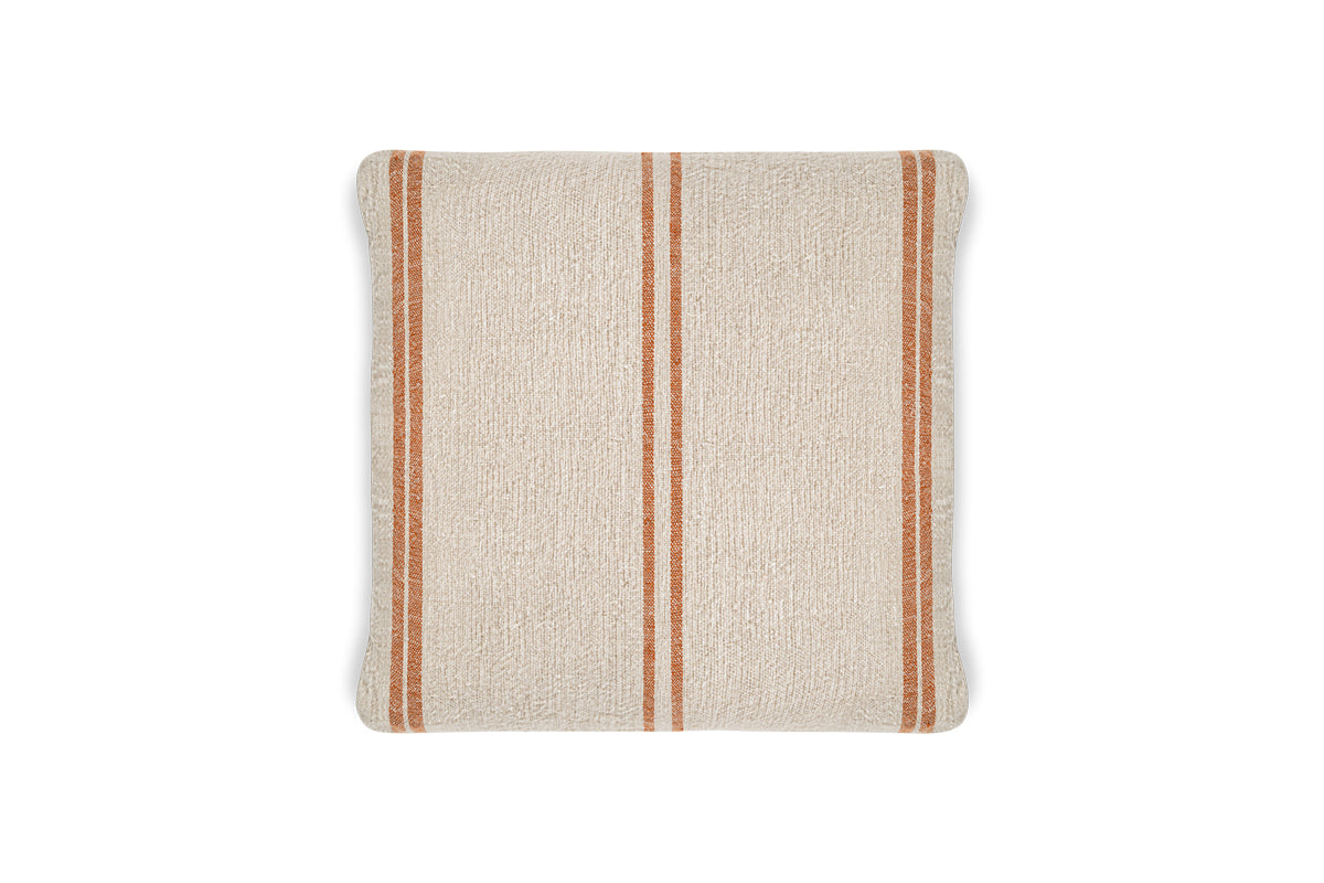 Housse de coussin à rayures en lin Tajana - Rouille