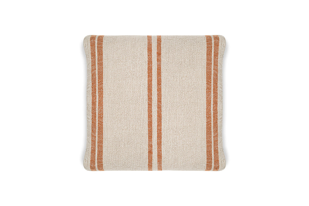 Housse de coussin à rayures en lin Tajana - Rouille