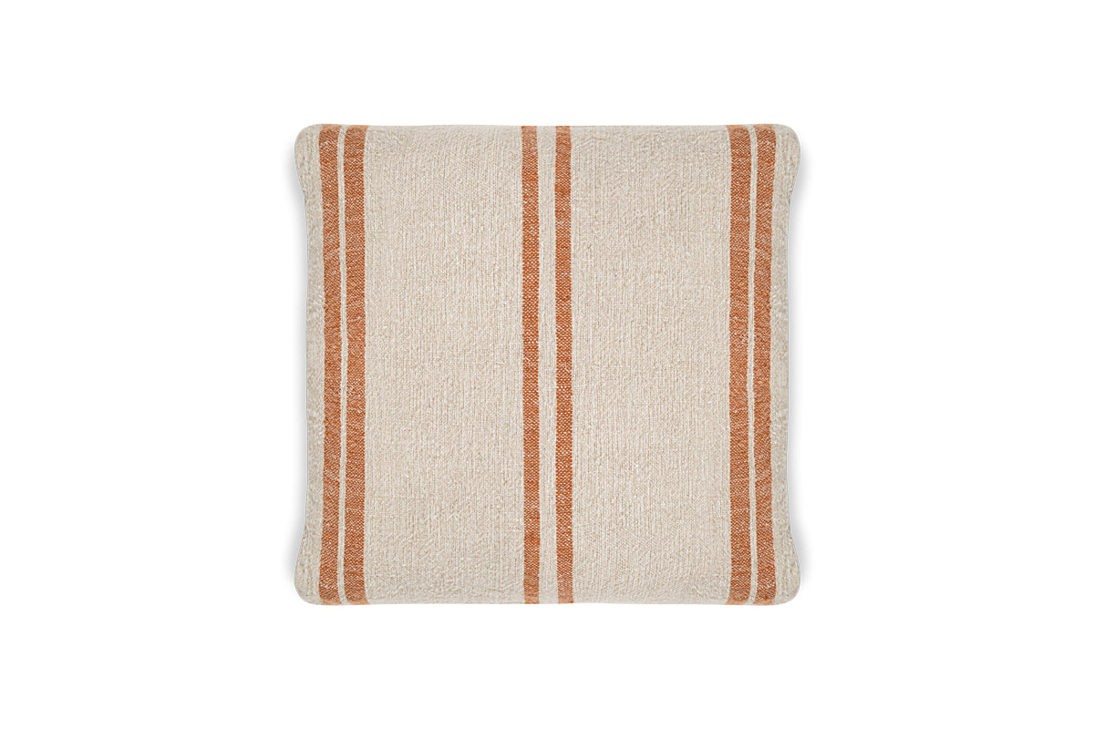 Housse de coussin à rayures en lin Tajana - Rouille