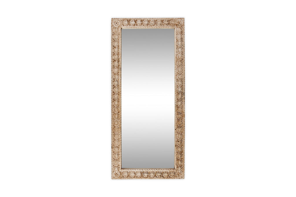 Miroir Tannir sculpté en bois de manguier - Naturel