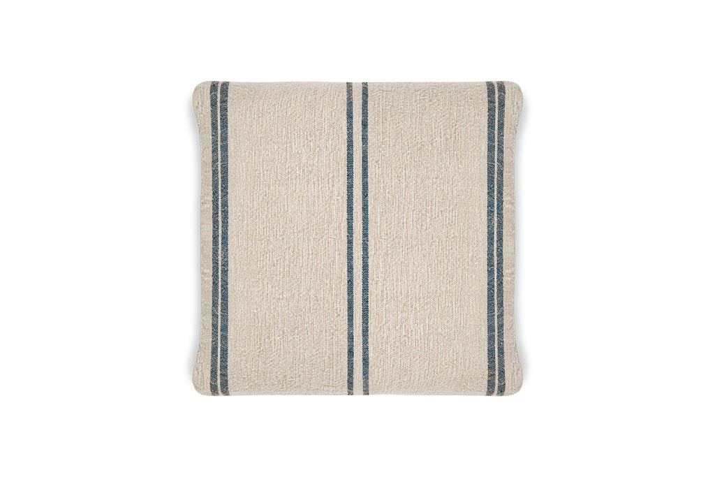Housse de coussin à rayures en lin Tendali - Bleu marine