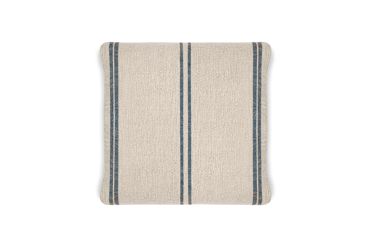 Housse de coussin à rayures en lin Tendali - Bleu marine