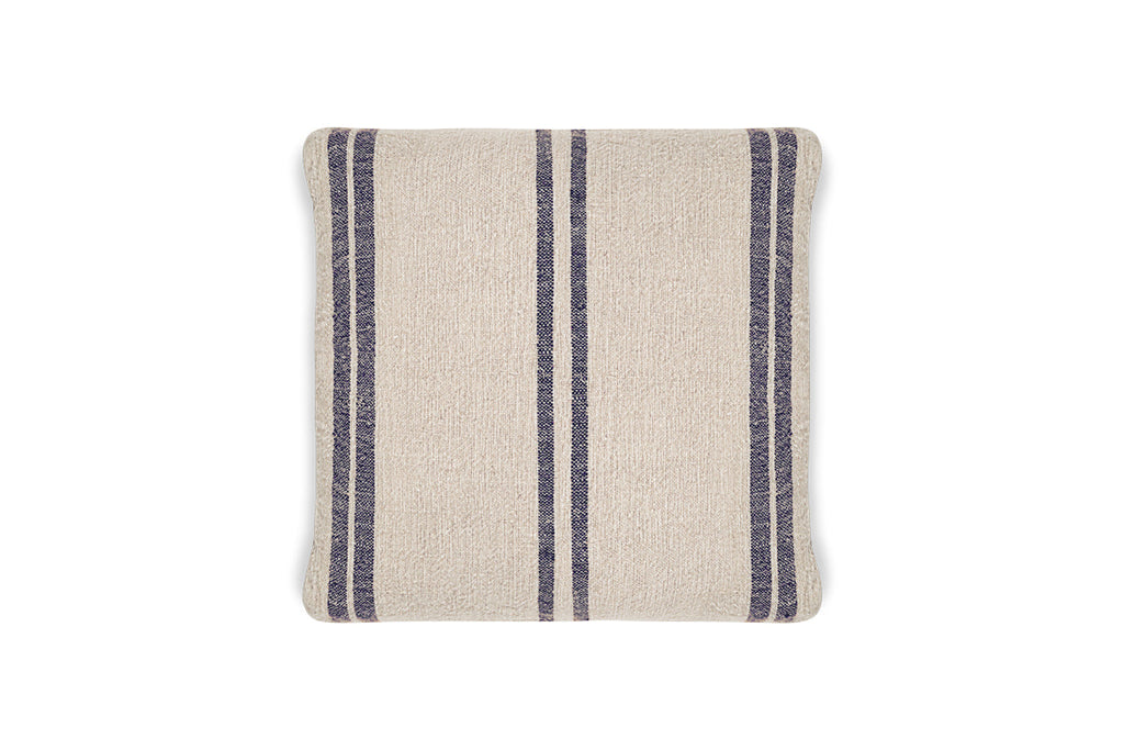 Housse de coussin à rayures en lin Tendali - Bleu marine
