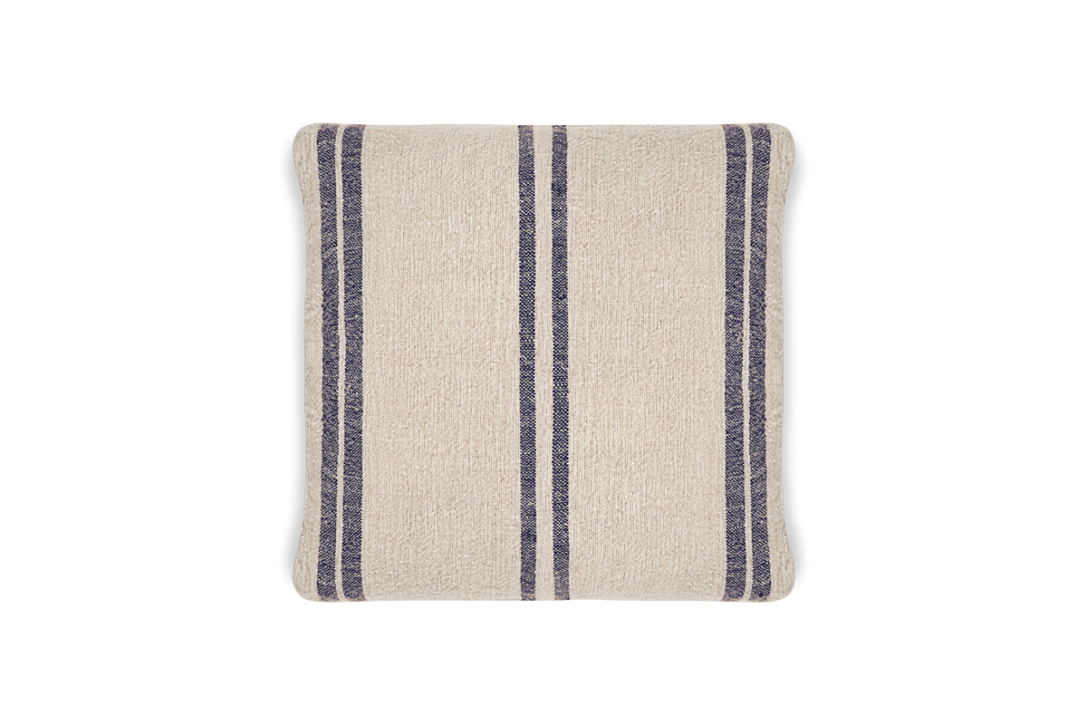 Housse de coussin à rayures en lin Tendali - Bleu marine