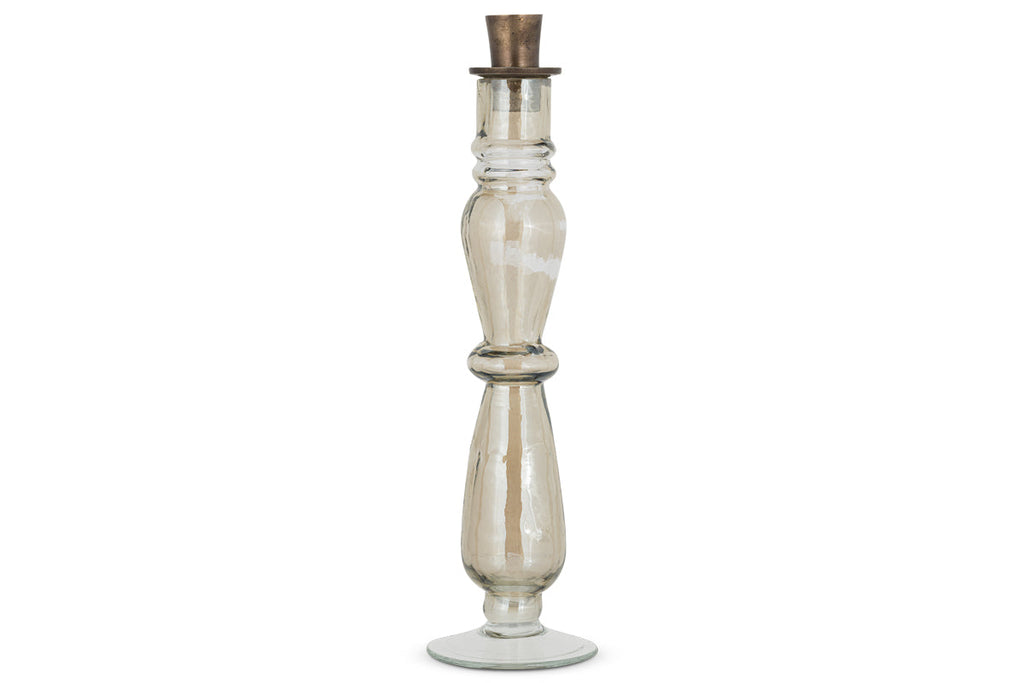 Bougeoir en verre recyclé Tharad - Lustre fumé