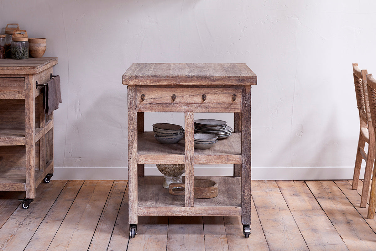 Bloc de boucher en bois de récupération Tivu - Naturel