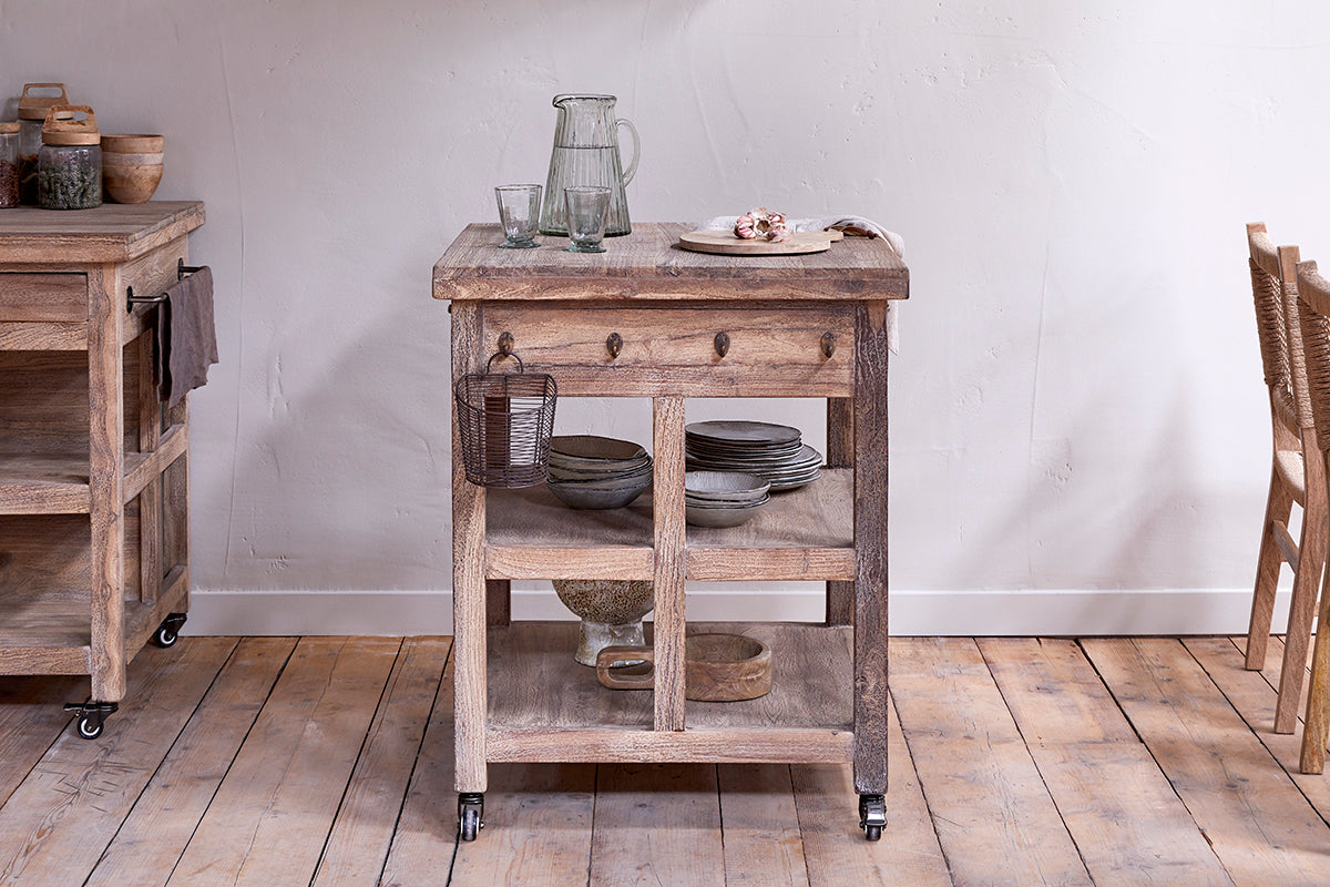 Bloc de boucher en bois de récupération Tivu - Naturel