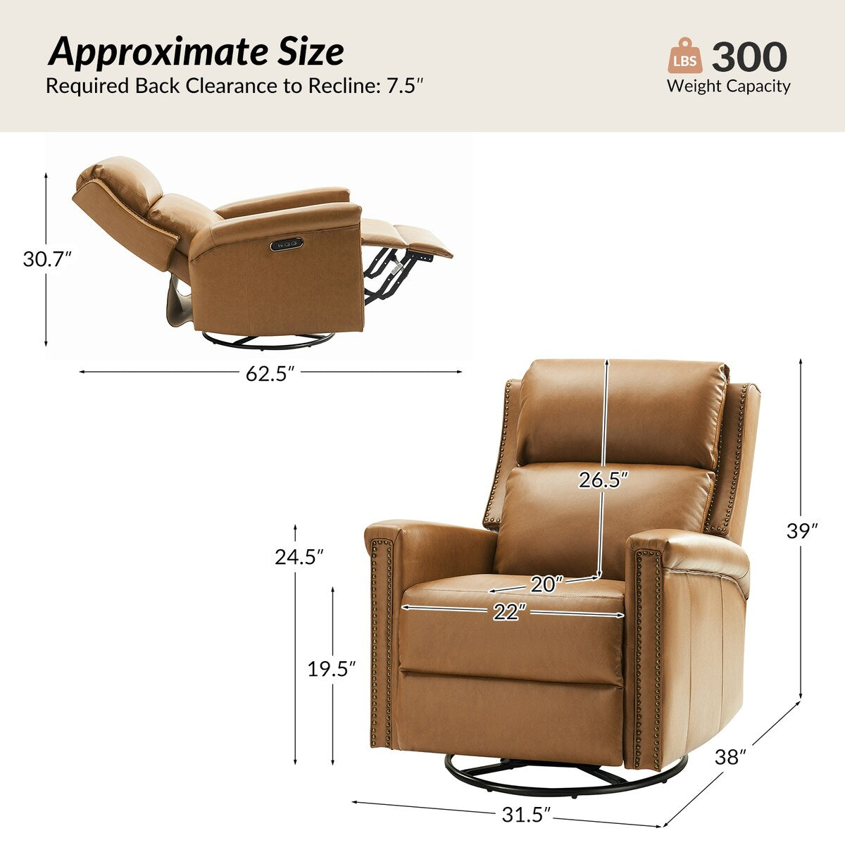 Ensemble de 2 fauteuils inclinables électriques pivotants et à bascule Tobias de style traditionnel par HULALA HOME