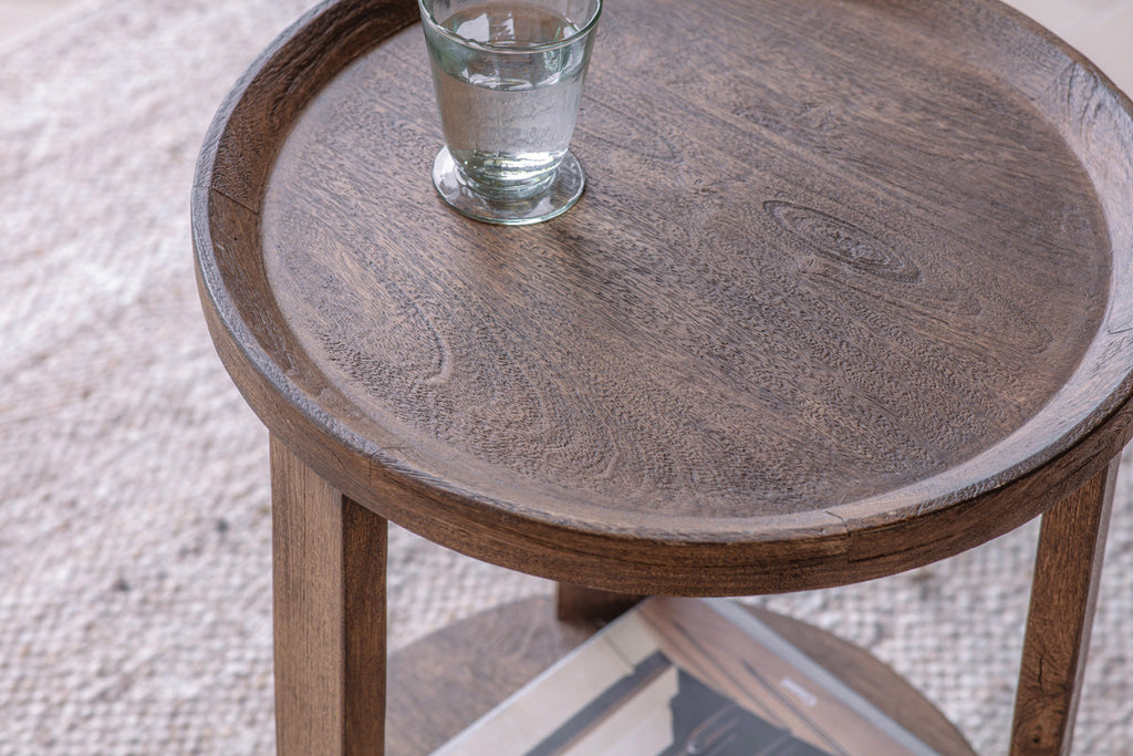 Table d'appoint Triveni en bois de manguier - Teinte noyer