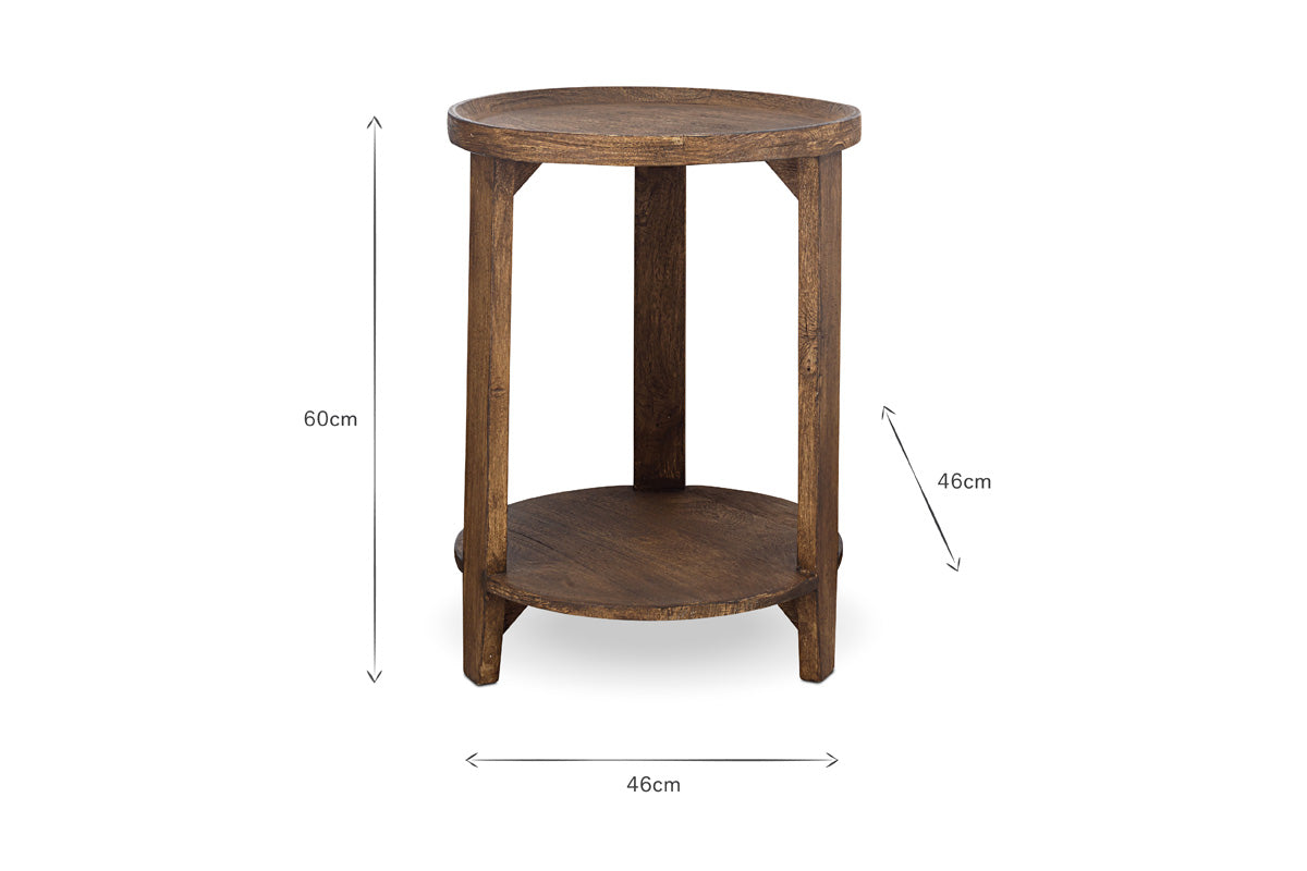 Table d'appoint Triveni en bois de manguier - Teinte noyer