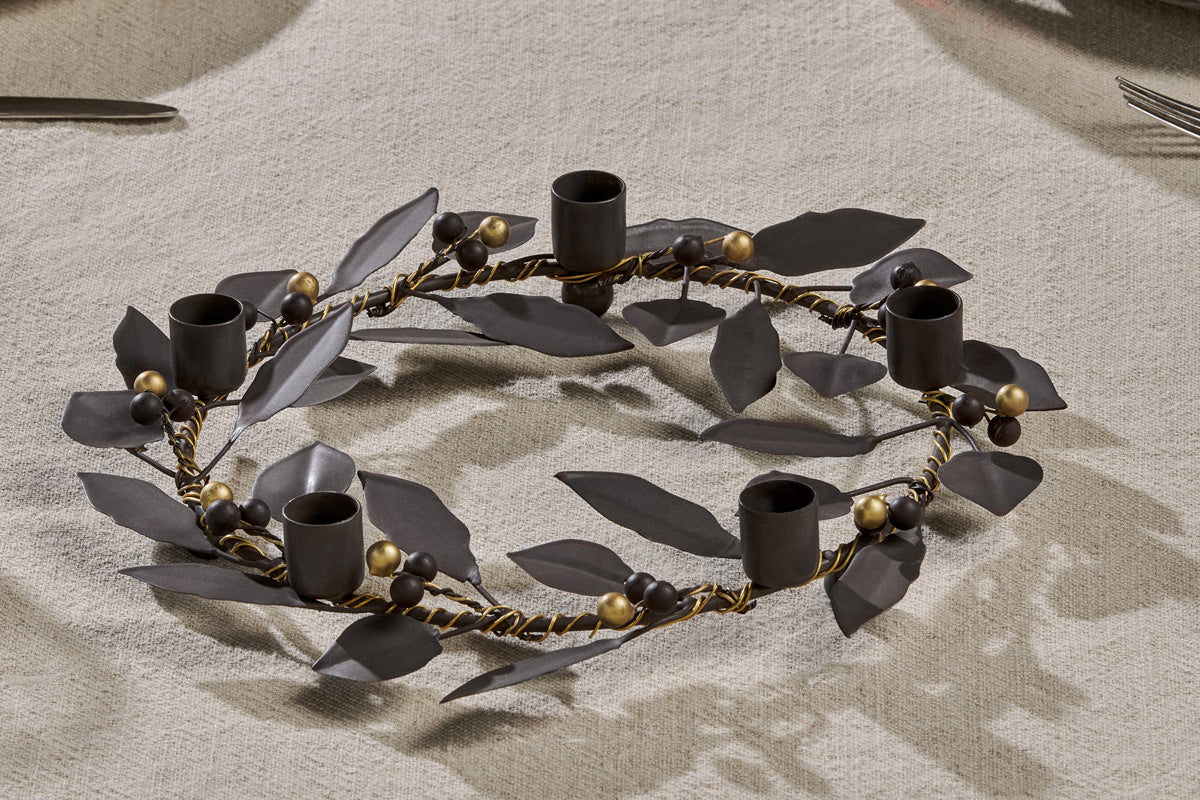 Porte-bougie Tula Garland - Laiton et rouille