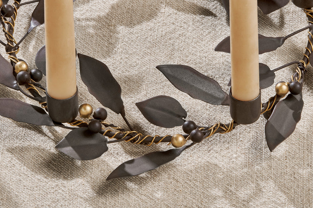 Porte-bougie Tula Garland - Laiton et rouille