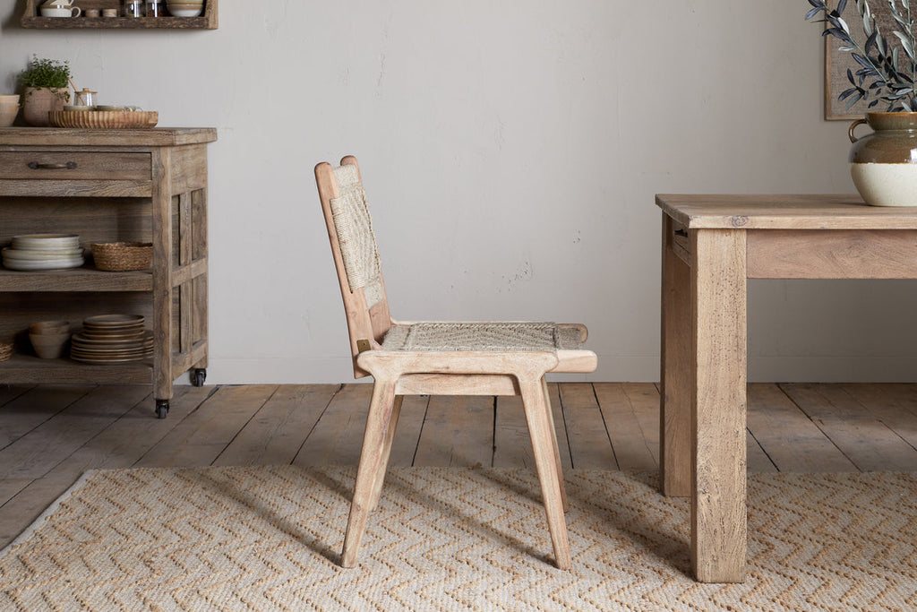 Chaise de salle à manger Vinay tissée sans accoudoirs - Naturel