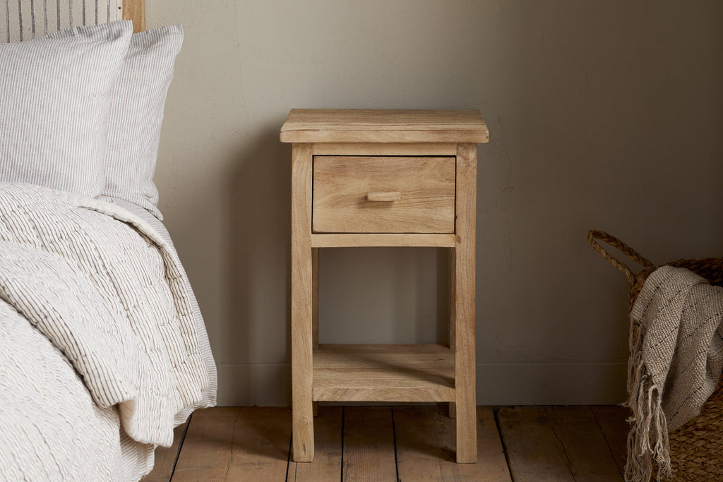 Table de chevet rainurée Vivan - Naturel