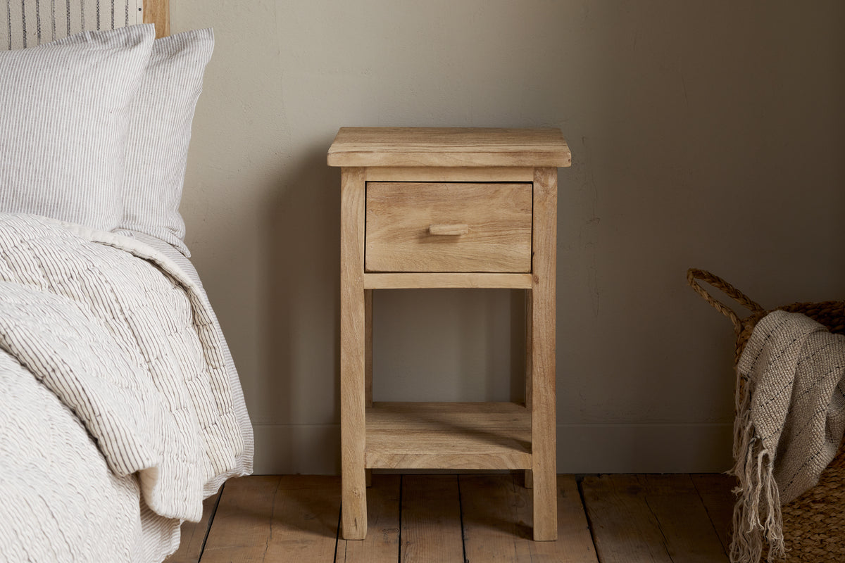 Table de chevet rainurée Vivan - Naturel