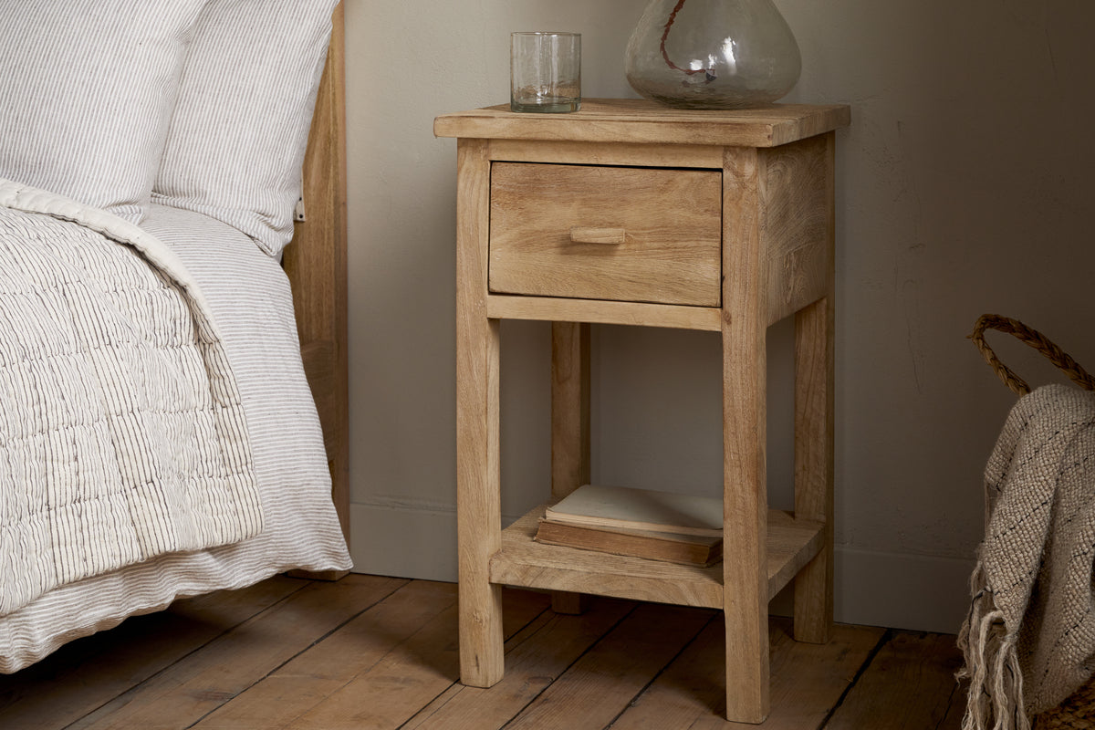 Table de chevet rainurée Vivan - Naturel