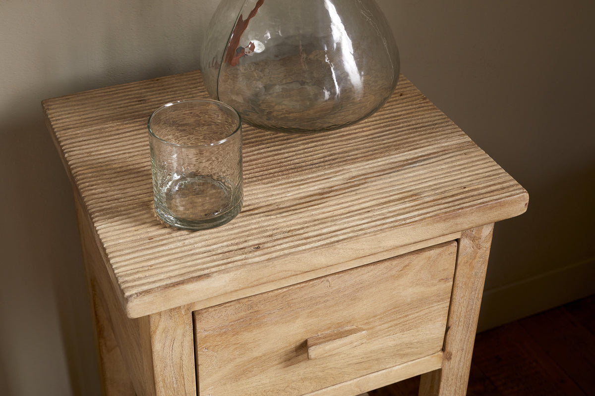 Table de chevet rainurée Vivan - Naturel