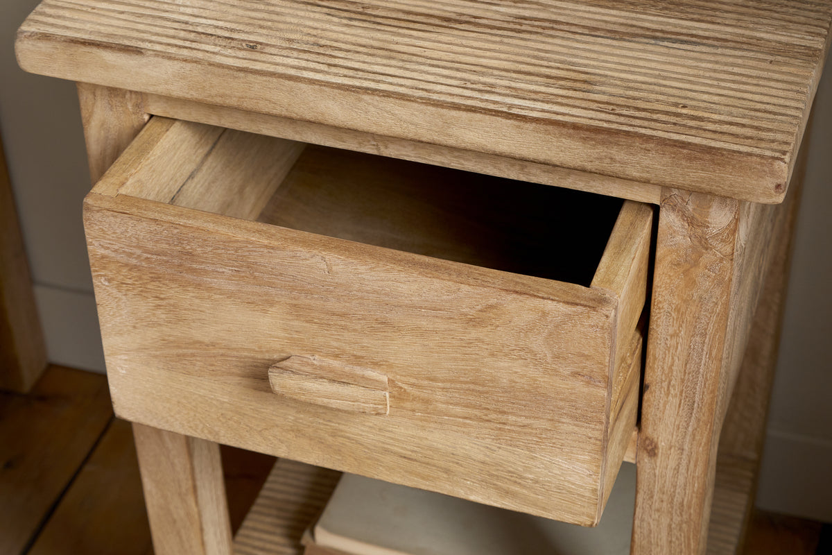 Table de chevet rainurée Vivan - Naturel