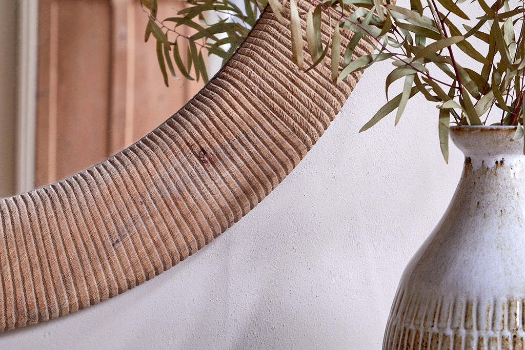 Miroir en bois rainuré Vivan - Naturel