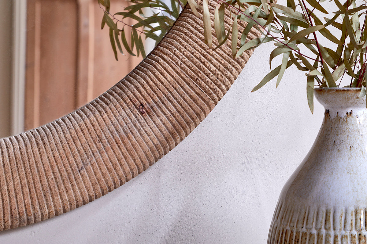 Miroir en bois rainuré Vivan - Naturel