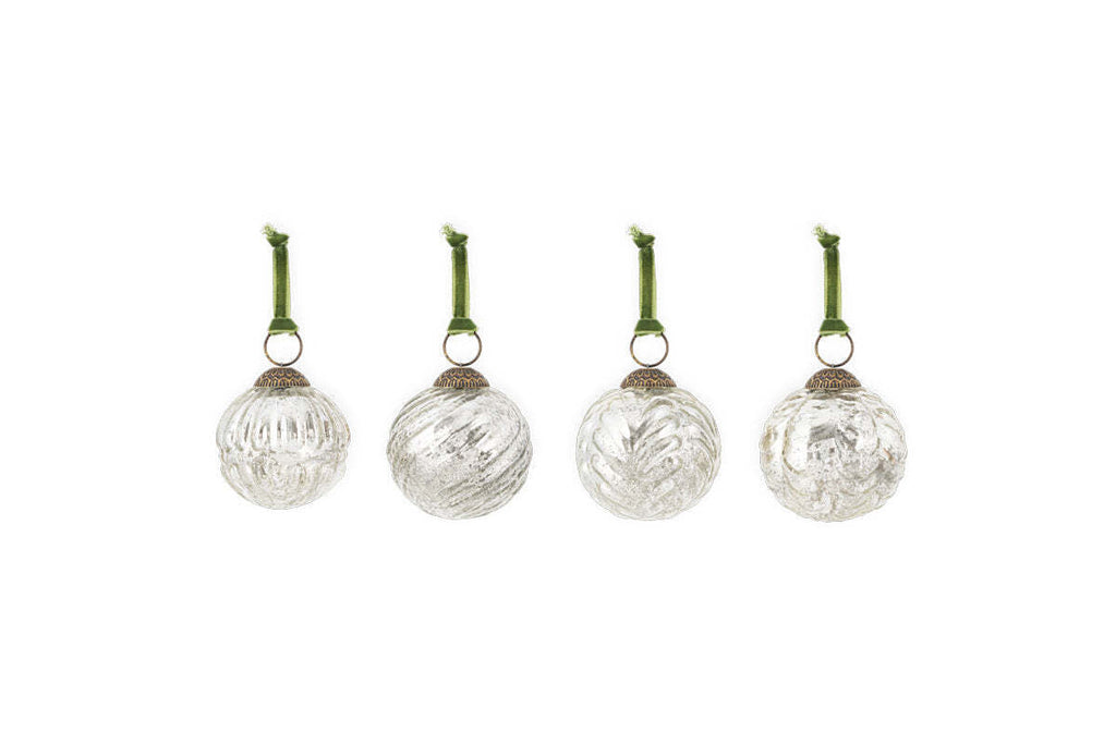 Boules de Noël Adoya - Nickel vieilli (Lot de 4)