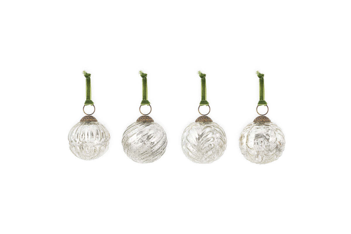 Boules de Noël Adoya - Nickel vieilli (Lot de 4)