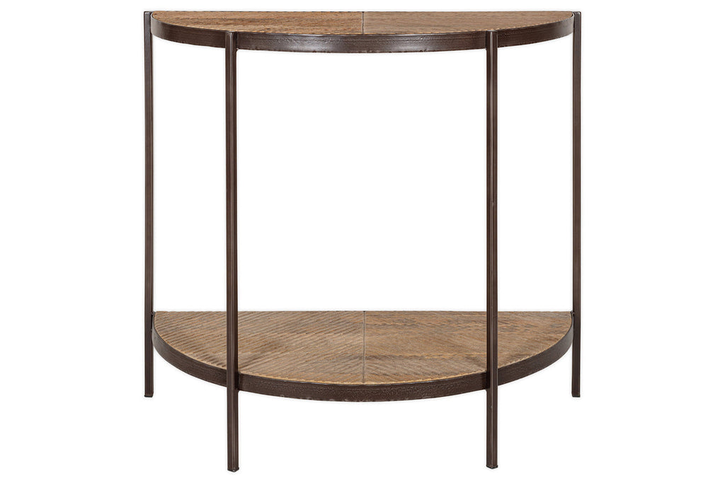 Console demi-lune Aasha en bois de manguier - Naturel