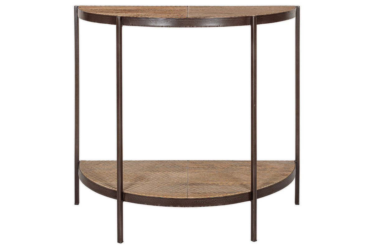 Console demi-lune Aasha en bois de manguier - Naturel