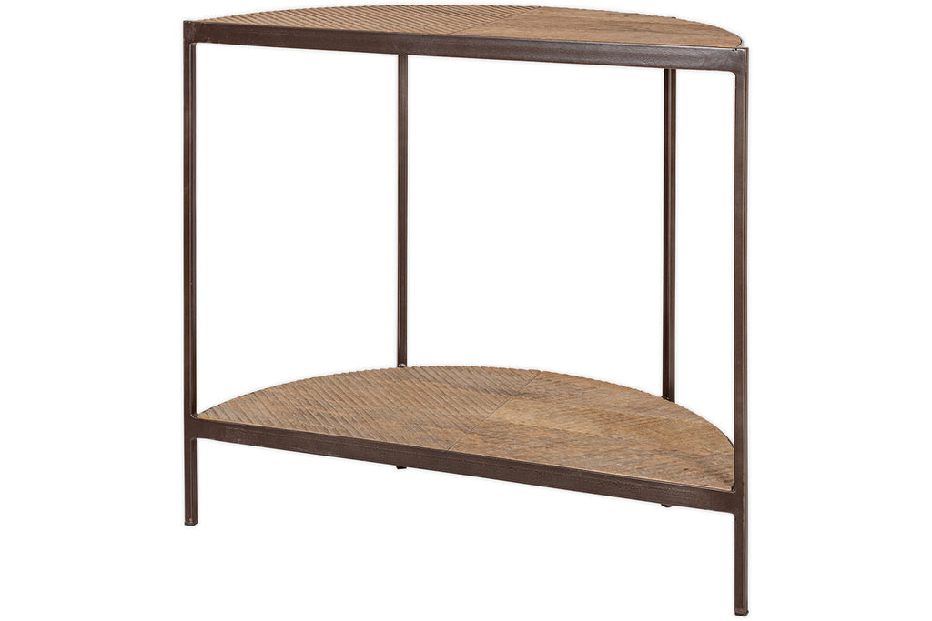 Console demi-lune Aasha en bois de manguier - Naturel