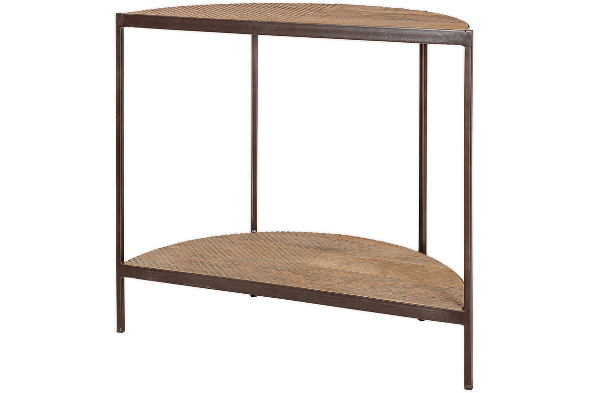 Console demi-lune Aasha en bois de manguier - Naturel