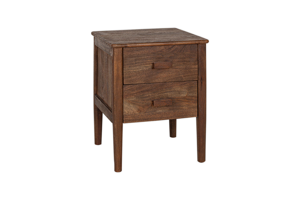 Table de chevet Anbu en acacia - Noyer lavé