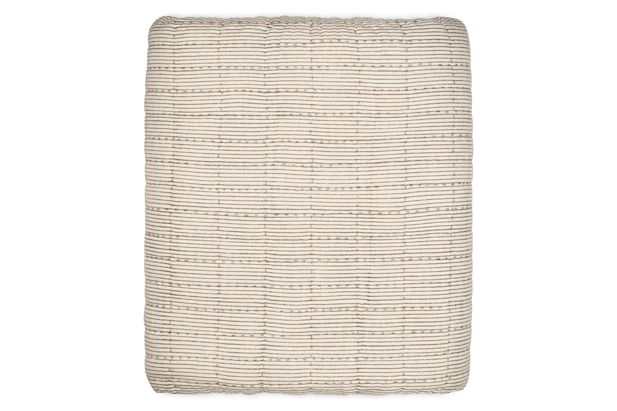 Couette Dipti en coton et lin imprimé à la main - Anthracite