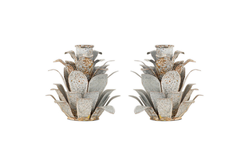 Bougeoirs en forme de pomme de pin Elagalu - Zinc (Lot de 2)