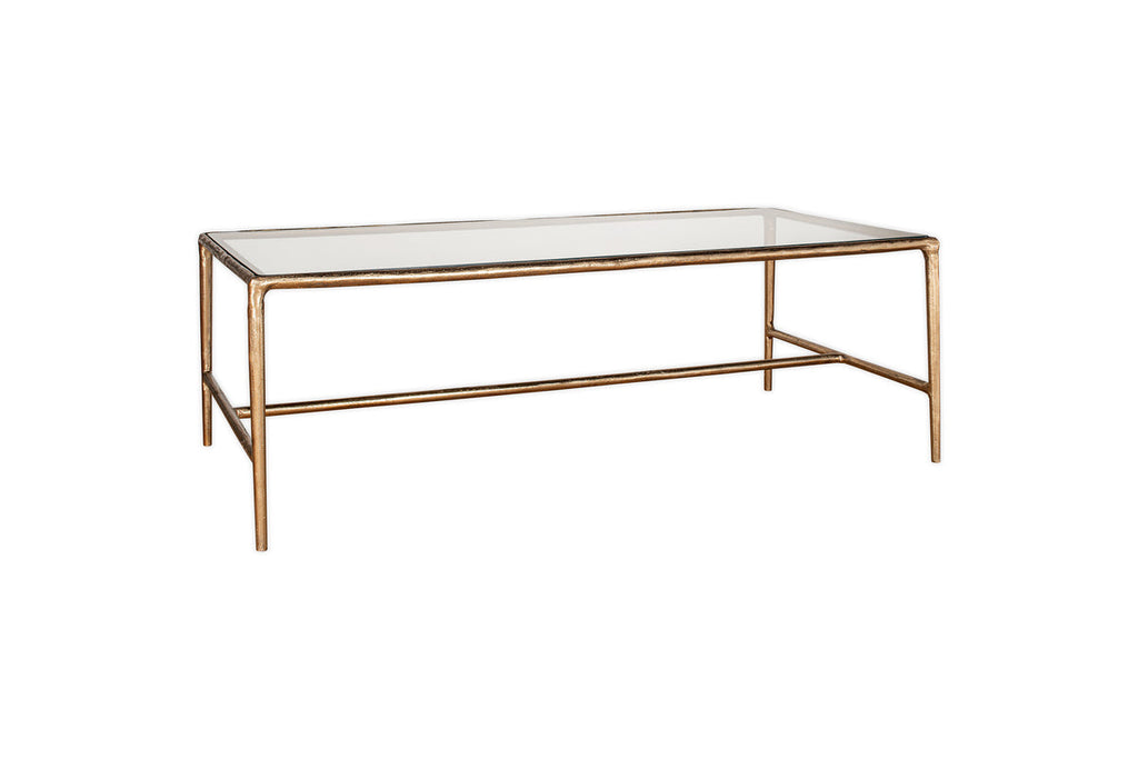 Table basse Gilasi en métal coulé et verre - Laiton antique