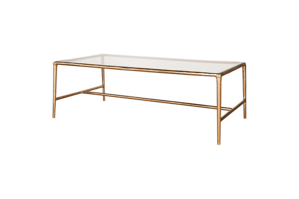 Table basse Gilasi en métal coulé et verre - Laiton antique