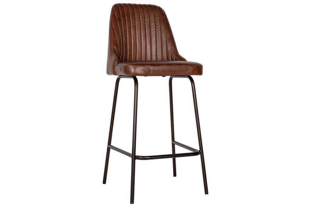 Chaise de comptoir en cuir Harsha - Marron chocolat