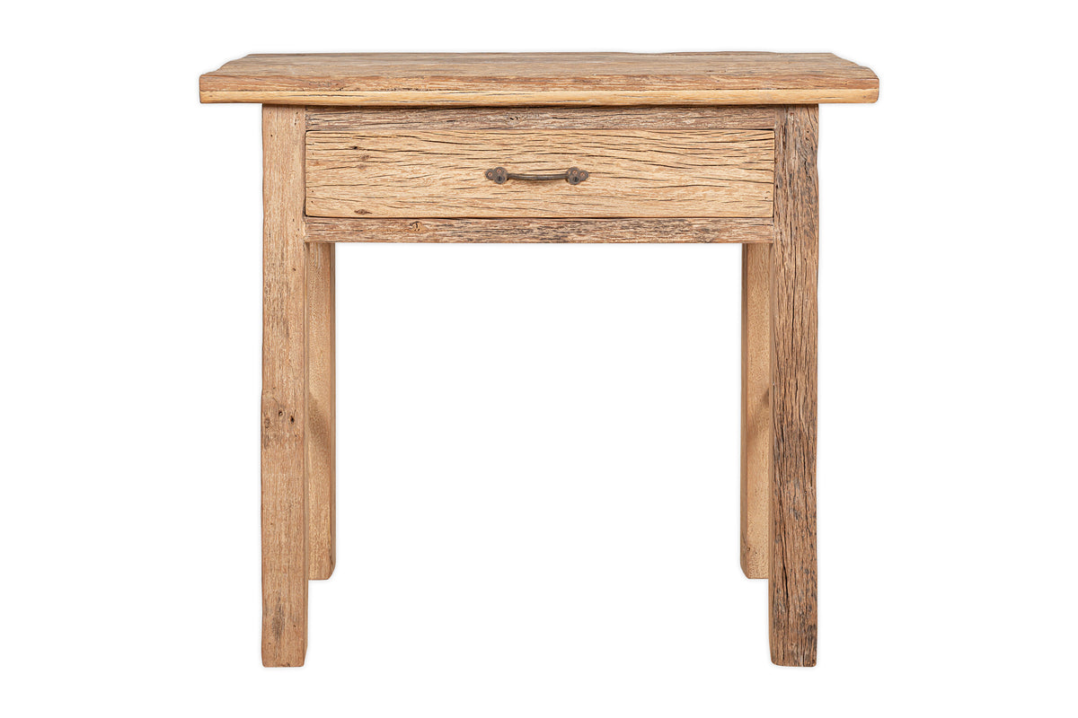Console Ibo en bois recyclé à 1 tiroir - Naturel