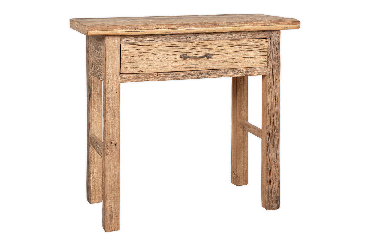 Console Ibo en bois recyclé à 1 tiroir - Naturel