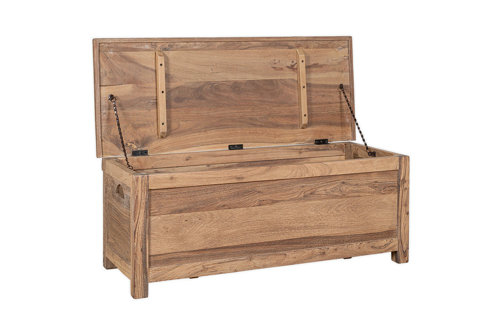 Banc de rangement Karadi en bois recyclé - Naturel